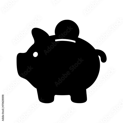 Black and white piggy bank illustration representing savings and financial prudence