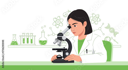 Scientist Analyzing Sample Under Microscope In Laboratory Science And Research