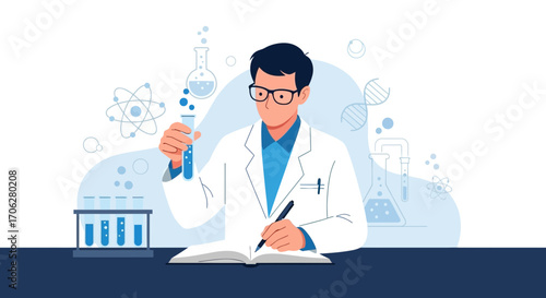 Scientist Conducting Research in Modern Laboratory with Chemical Equipment and Tools