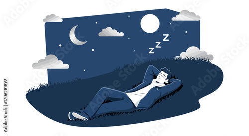 Serene Nighttime Relaxation: A Peaceful Scene Depicting Dreamy Tranquility and Slumber