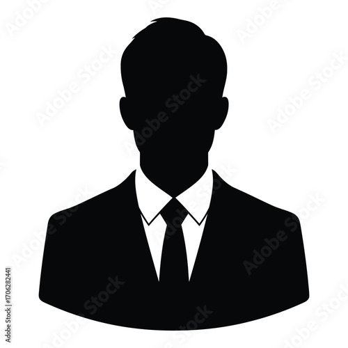 Professional silhouette headshot of a man in a suit and tie representing business and corporate identity silhouette