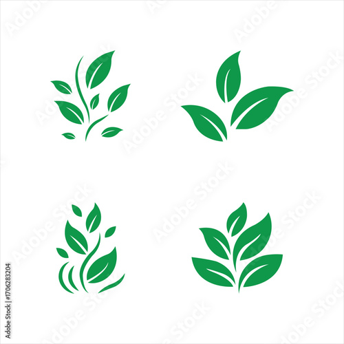 Green Leaf Plant Nature Eco Organic Logo Design