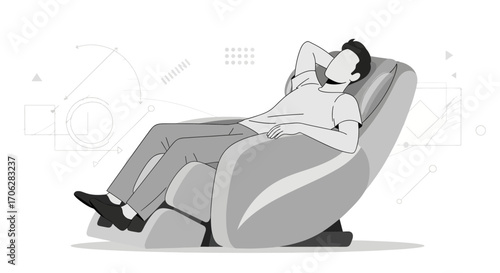 Relaxing In The Massage Chair After A Long Day Of Work For Ultimate Comfort