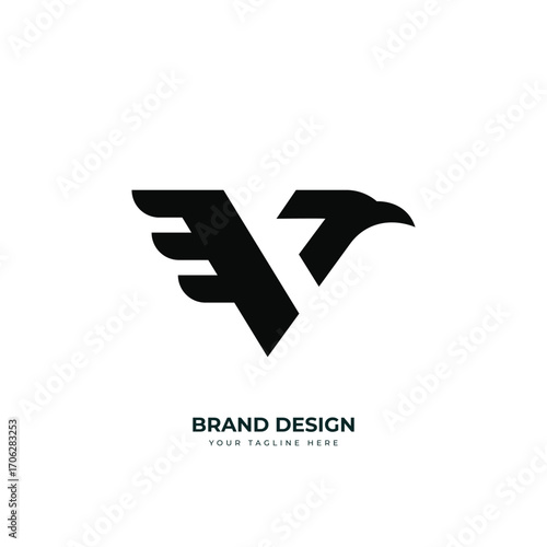 Letter v Wing Modern Minimal Monogram Creative design