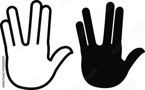 Live Long and Prosper Hand Symbol – Vulcan Salute Black and White Icon..eps