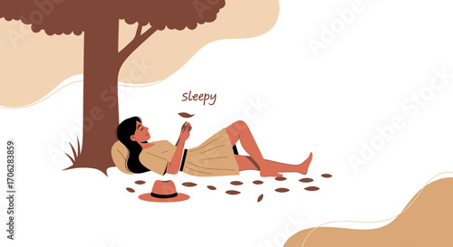 Restful Afternoon Under A Shady Tree With A Relaxed Person In A Peaceful Setting