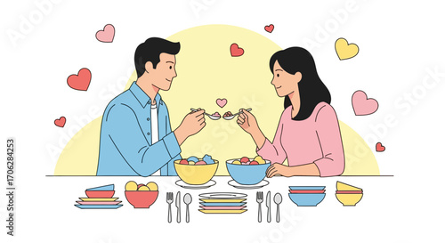 Romantic Couple Sharing Meal Together Celebrating Love And Enjoying Special Moments