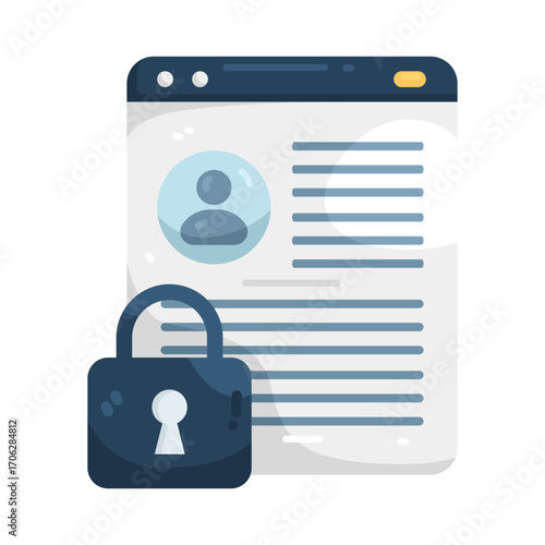 Illustration of Website Profile with Padlock