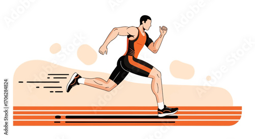 Runner In Action Illustrated Performing Sport with A Dynamic Vector Style