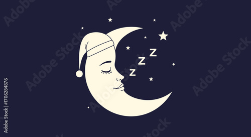 Sleeping Moon With Stars And Zz Represents Dreams and Gentle Nighttime Relaxation Concept