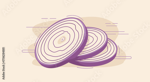 Sliced Purple Onion Illustration: Vector Art Depicting Culinary Ingredient Slices