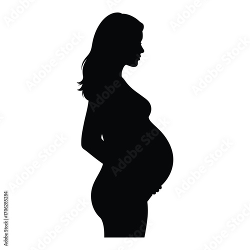 Pregnant woman silhouette profile view representing new life and maternity silhouette