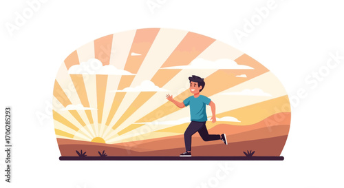 Running In The Sunrise Depicts Physical Activity And A Joyful Lifestyle