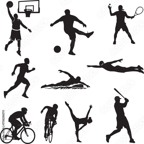 Dynamic Silhouettes A Collection of Athletic Endeavors Showcasing the Beauty of Movement and Sporting Disciplines in Black and White