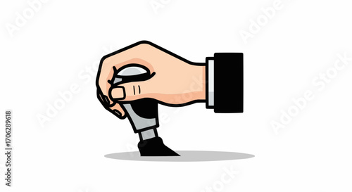 Vector art of hand holding a rubber stamp and pressing it down on a surface