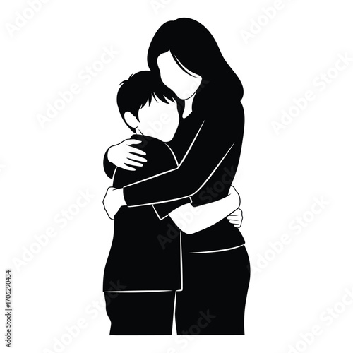 Cherished mother and child embrace tender moment silhouetted love and connection silhouette