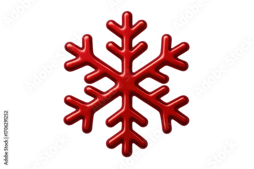 Red snowflake shining on transparent background for christmas decoration