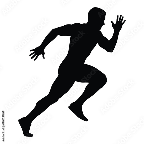 Silhouette of a male runner in full sprint motion athletic speed and performance representation silhouette