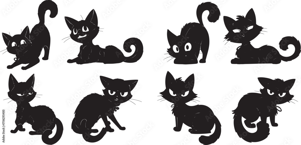 Fototapeta premium set of cats silhouettes