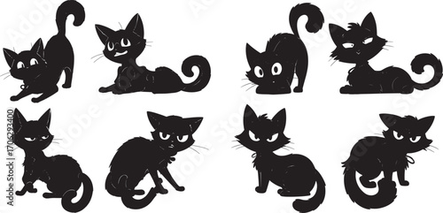 set of cats silhouettes