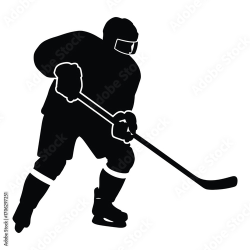 Dynamic silhouette of a hockey player in action during a game silhouette