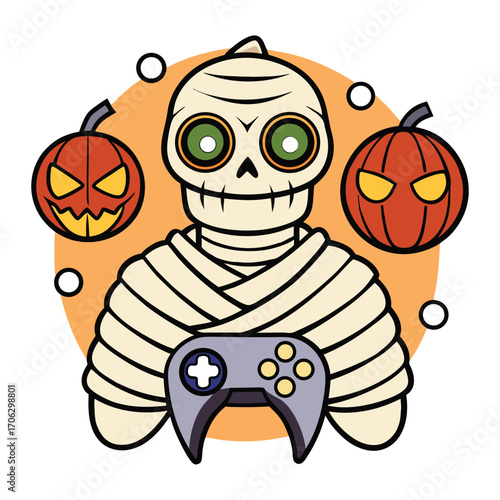 Halloween mummy gamer design spooky fun