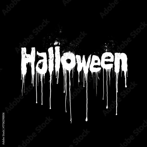 Bloody Dripping Halloween Typography Text Isolated on Solid Black Background for Design