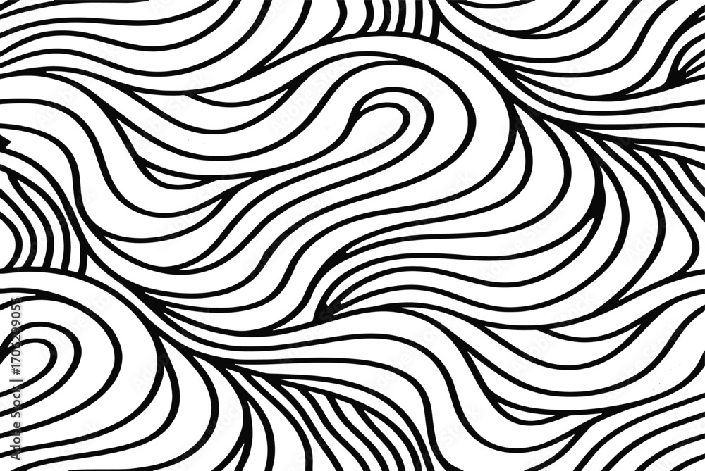 Fototapeta premium Abstract Black and White Swirling Line Art Design