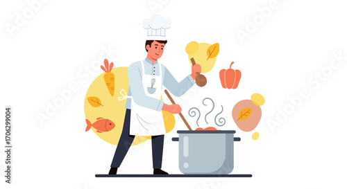 The Culinary Maestro at Work: A Chef Crafting a Delicious Dish in the Kitchen