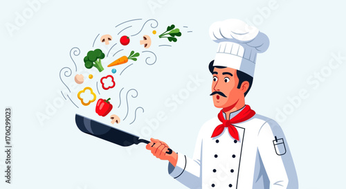 The Culinary Maestro: Chef Conjuring Fresh Ingredients Into A Delicious Culinary Creation