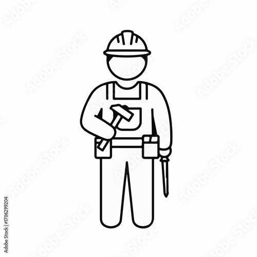 Skilled construction worker with tools, ready for a day of building and repair.
