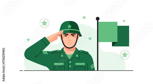 Soldier Saluting The Nation, Demonstrating Patriotic Commitment And Military Service