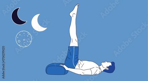 Tranquil Yoga Pose With Cosmic Elements Depicting Serene Posture Meditation and Relaxation