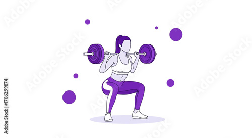 Squat Exercise Illustration Depicting Female Athlete With Barbell Achieving Fitness Goals