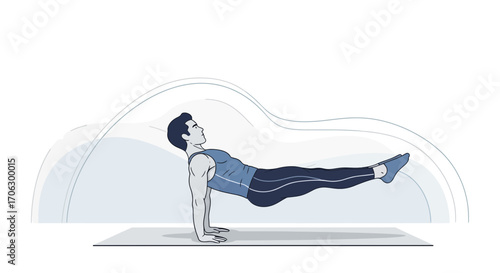 Strength Training Exercise Illustrated with a Person in a Dynamic and Illustrated Pose