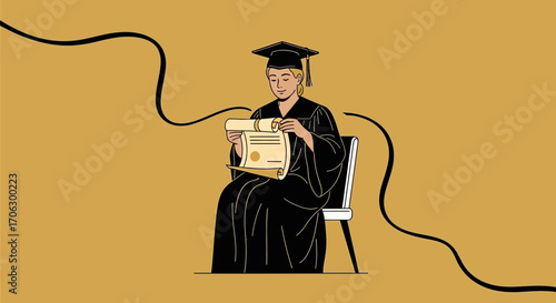University Graduate Holding Diploma, Symbolizing Achievement, Learning, And Successful Studies