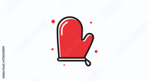 Vibrant illustration of heat resistant oven mitt for cooking and baking activities concept