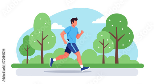 Vibrant Man Exercising Outdoors Amidst Lush Greenery, A Visual Celebration Of Fitness