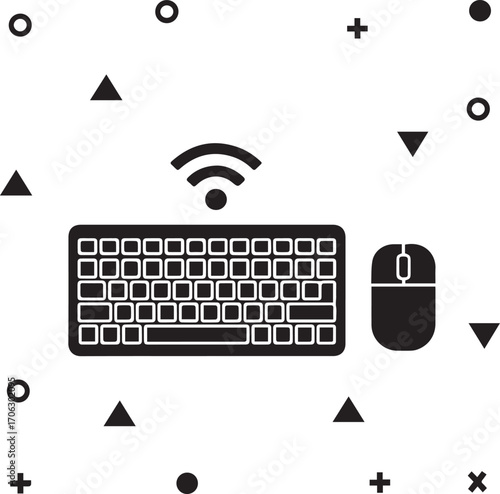modern wireless keyboard and mouse vector illustration with abstract geometry