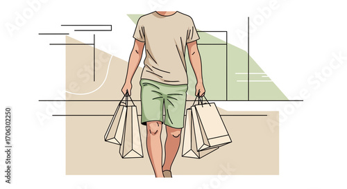 Successful Shopping Spree: A Person Carrying Bags After Retail Therapy in the City