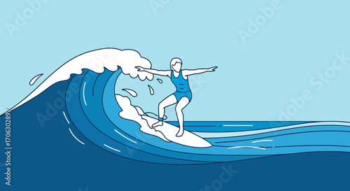 Surfer Riding A Ocean Wave With Joy And Balance In A Beautiful Tropical Environment