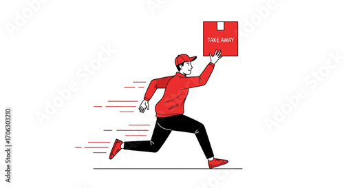 Swift Courier Delivering Food, Rapid Takeaway Service, Express Delivery To Your Door