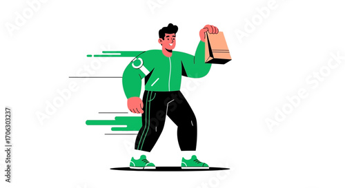 Swift Delivery: Fresh Food Delivery Service Portrayal in Modern Artistic Illustration