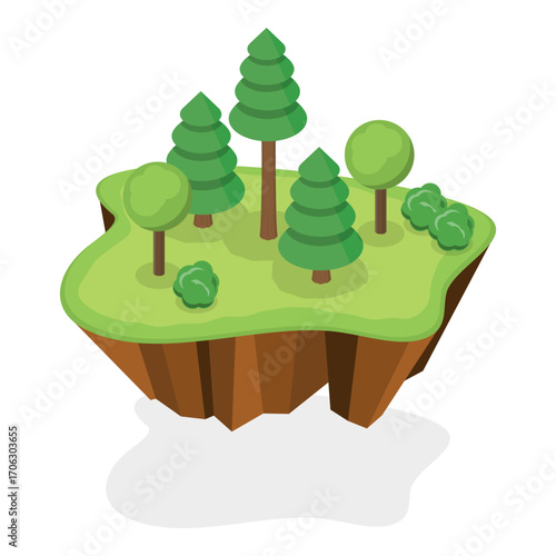 3D Isometric Flat Vector Illustration of Flying Islands, Floating Islands In The Sky. Item 3