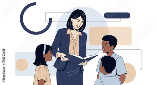 Teacher Delivers Lesson To Students, Sharing Insights And Guiding The Learners