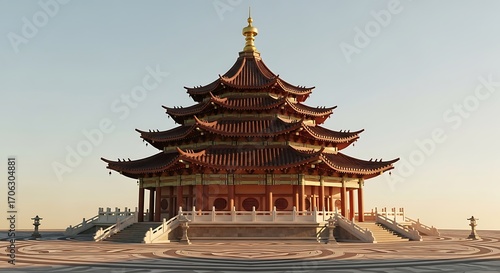 Ancient Chinese Pagoda Architectural Structure.
