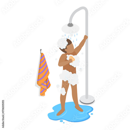 3D Isometric Flat Vector Illustration of Kids Daily Routine, Every Day Scenes. Item 2