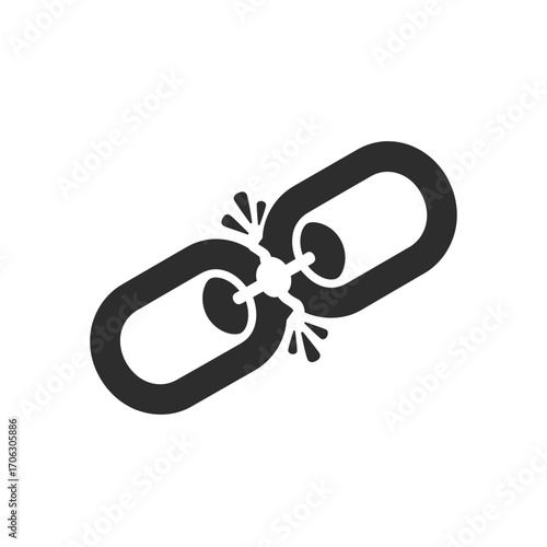 Broken chain link icon symbolizing disconnection or failure.