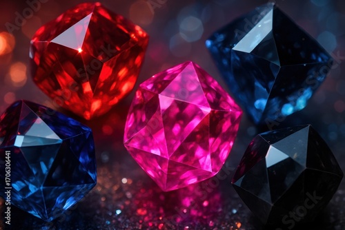 Luxurious tourmaline crystal background, multi-colored gemstones with radiant transparent facets