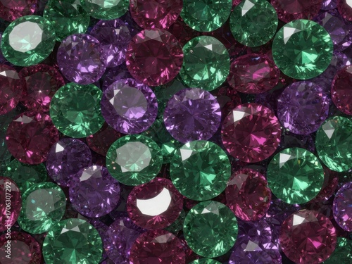 Luxurious tourmaline crystal background, multi-colored gemstones with radiant transparent facets